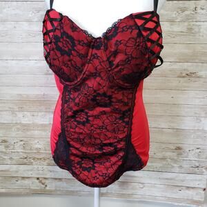 ❤️‍🩹❤️‍🩹Body Rage Red & Black Strapped & Lace Corset Size 2XL❤️‍🩹❤️‍🩹